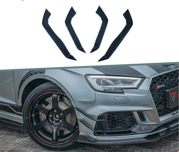 Gloss Black RS3 8V2 Front Bumper Canards